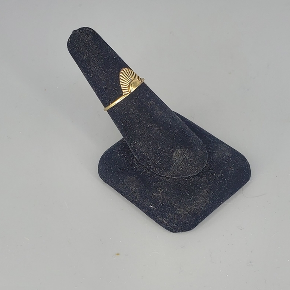 Goldtone Necklace, Red Studs and Half Oval Ring set, 3pc set - Picture 6 of 12